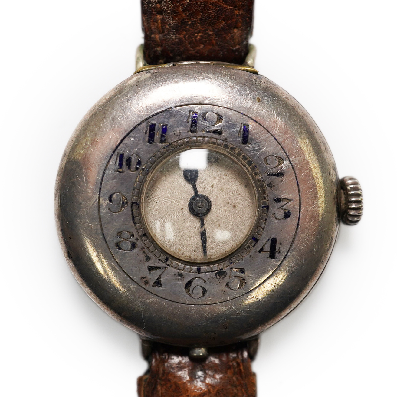 A gentleman's mid 1920's silver Rolex half hunter manual wind wrist watch